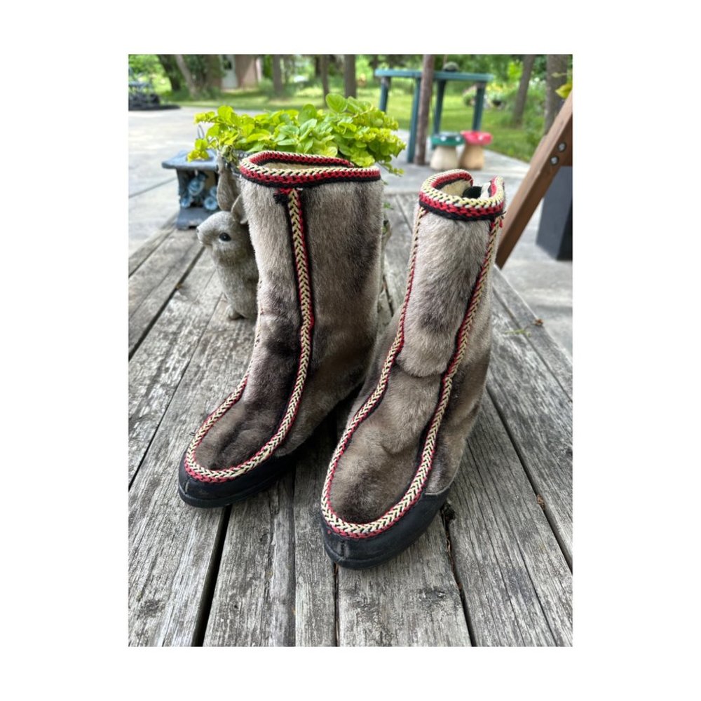 Vintage Snowland Boots Faux Fur Sherpa Ski Boots Apres Ski Winter Mid-Calf Vegan